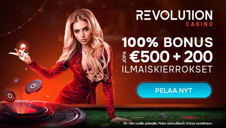 Aloita peliseikkailusi vuonna 2024 500 €:lla ja 200 ilmaiskierroksella Revolution Casinolla!