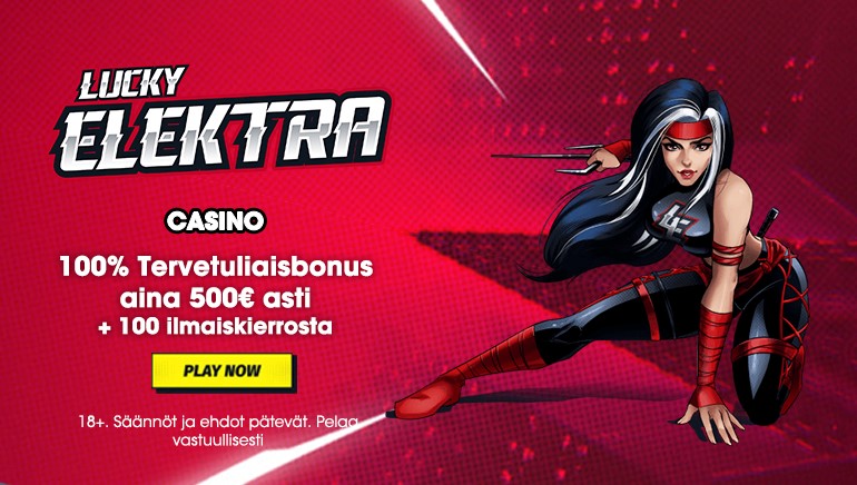 Lucky Elektra Casino: 100 %:n match-bonus 500 € asti + 100 ilmaiskierrosta talletuksella!
