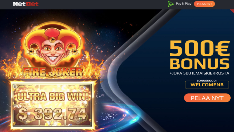 NetBet sytyttää liekkejä 500 EUR bonuksilla ja muilla Fire Joker -kolikkopelissä
